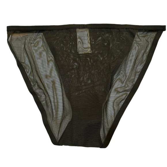 NWT AERIE High Cut Bikini Pantie Underwear Sz M Olive Green Mesh - Picture 2 of 4